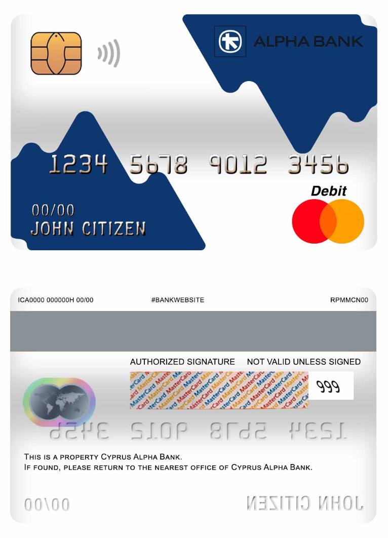 Cyprus Alpha bank master debit card